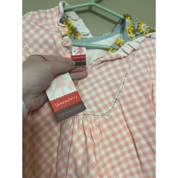 Matilda Jane Girls Shortcake Hoodie Pink White Check Floral Hood NWT Size 6 - Picture 2 of 4